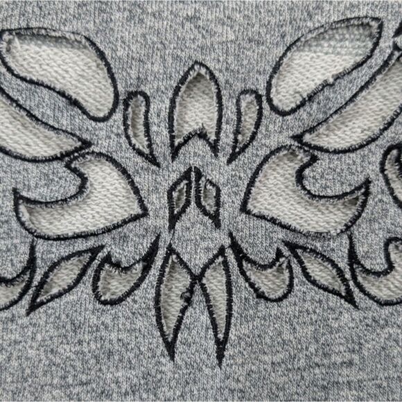Soft Surroundings Urban Chic Pullover Sweatshirt  Gray Side Zips Laser Cutout 1X - Picture 6 of 10